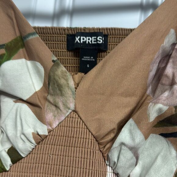 Express Brown Maxi Sundress Off the Shoulder Floral Size Small NWOT - Picture 5 of 7